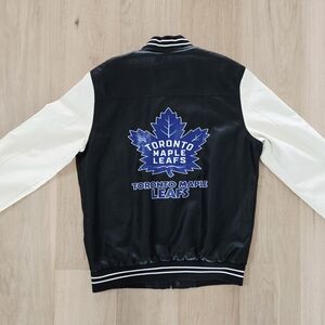 Toronto Maple Leafs Black and White Varsity Jacket